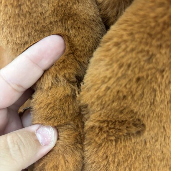 Avec Les Filles $199 Luxurious Notch Lapel Brown Faux Fur Coat Size Large NWT - Picture 7 of 13